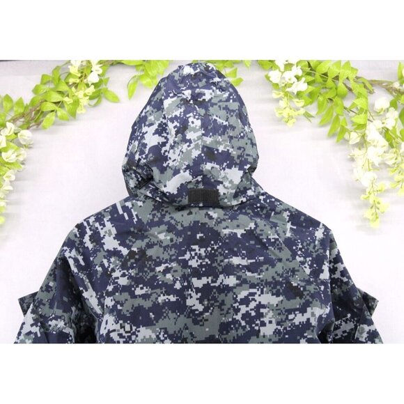 US Navy Parka Working Digital Camo Blue Waterproof Hooded Jacket Sz S - Picture 6 of 9